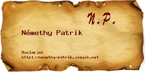 Némethy Patrik névjegykártya