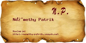 Némethy Patrik névjegykártya